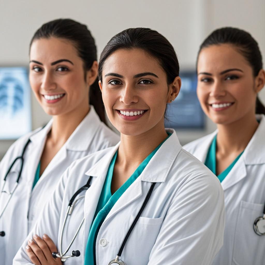 Equipo profesional de médicos laborales del plantel de San Justo Laboral en La Matanza, Buenos Aires